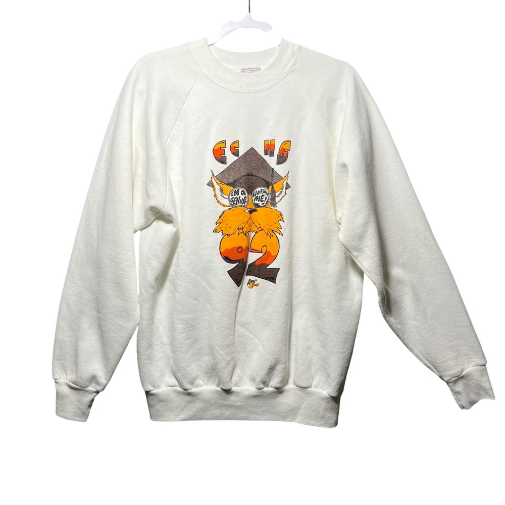 Vintage 1992 El Camino High School Oneita Power-Sweats‎ White Sweatshirt XL USA